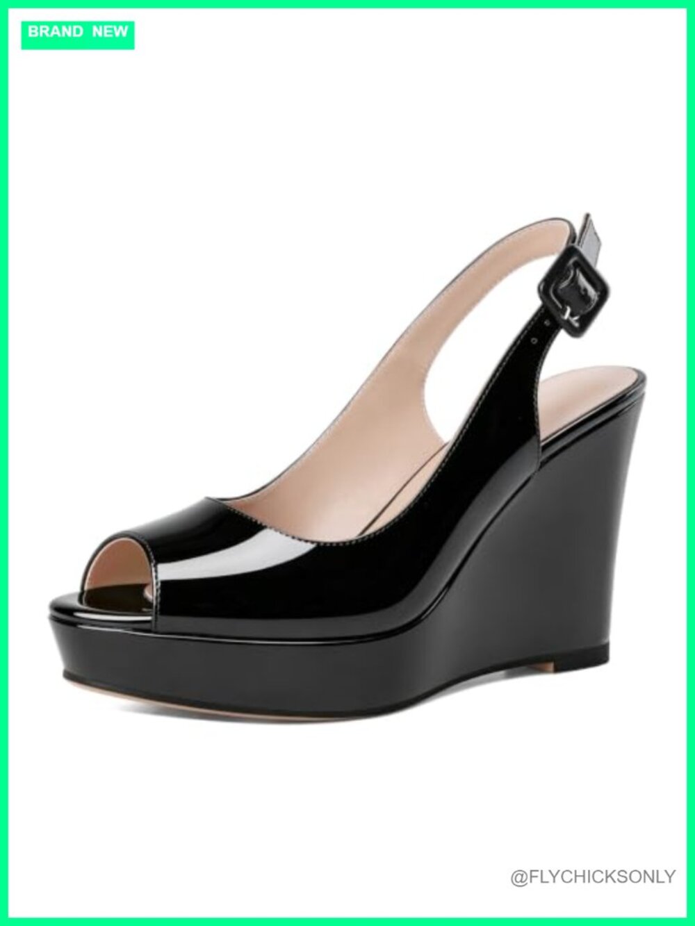 Womens Peep Toe Slingback Platform Wedge Sandals 4 Inch Heels
